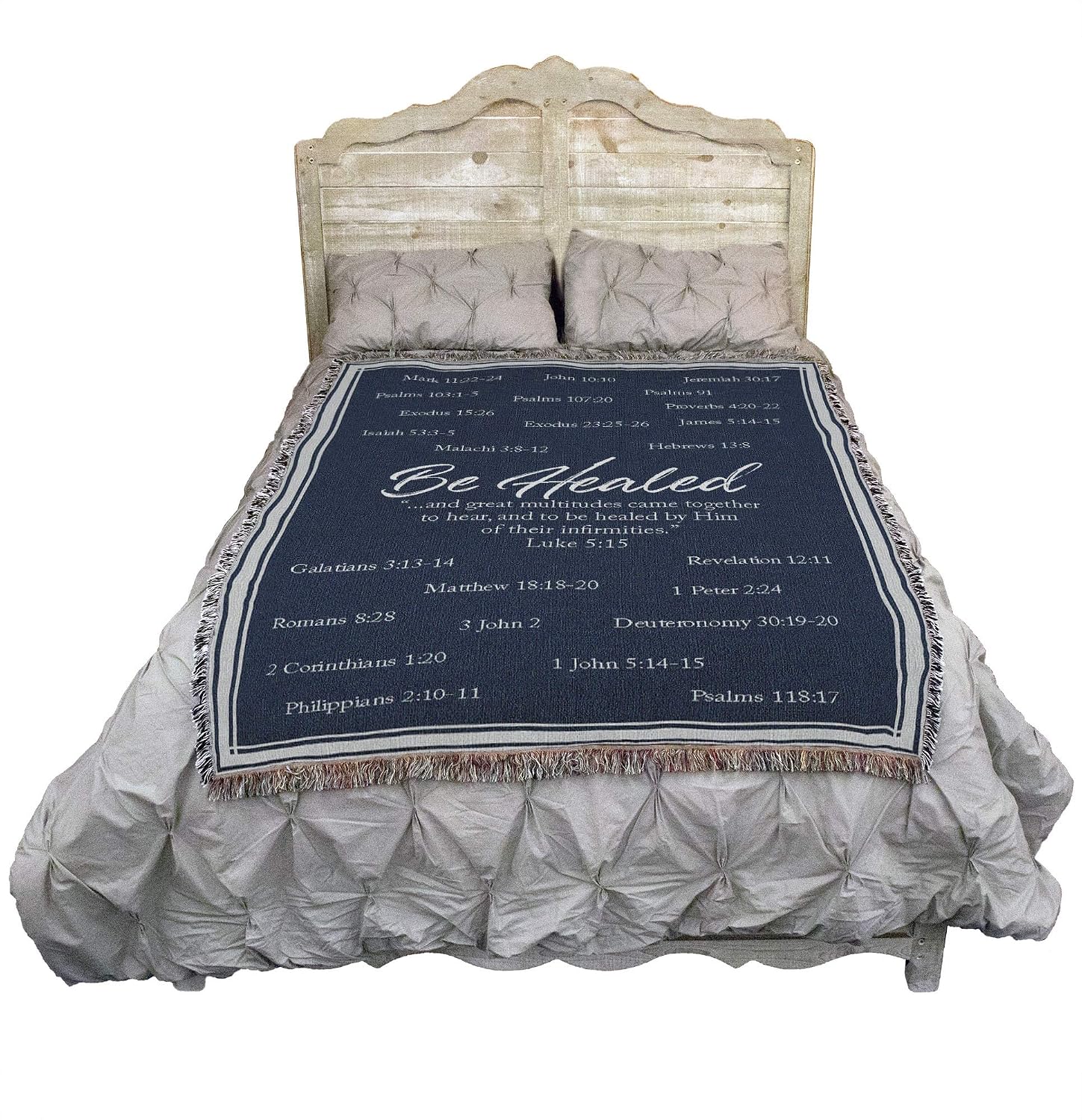 Pure Country Weavers Be Healed - Scriptures Blanket - Gift Tapestry Throw Woven from Cotton - Made in the USA (72x54)