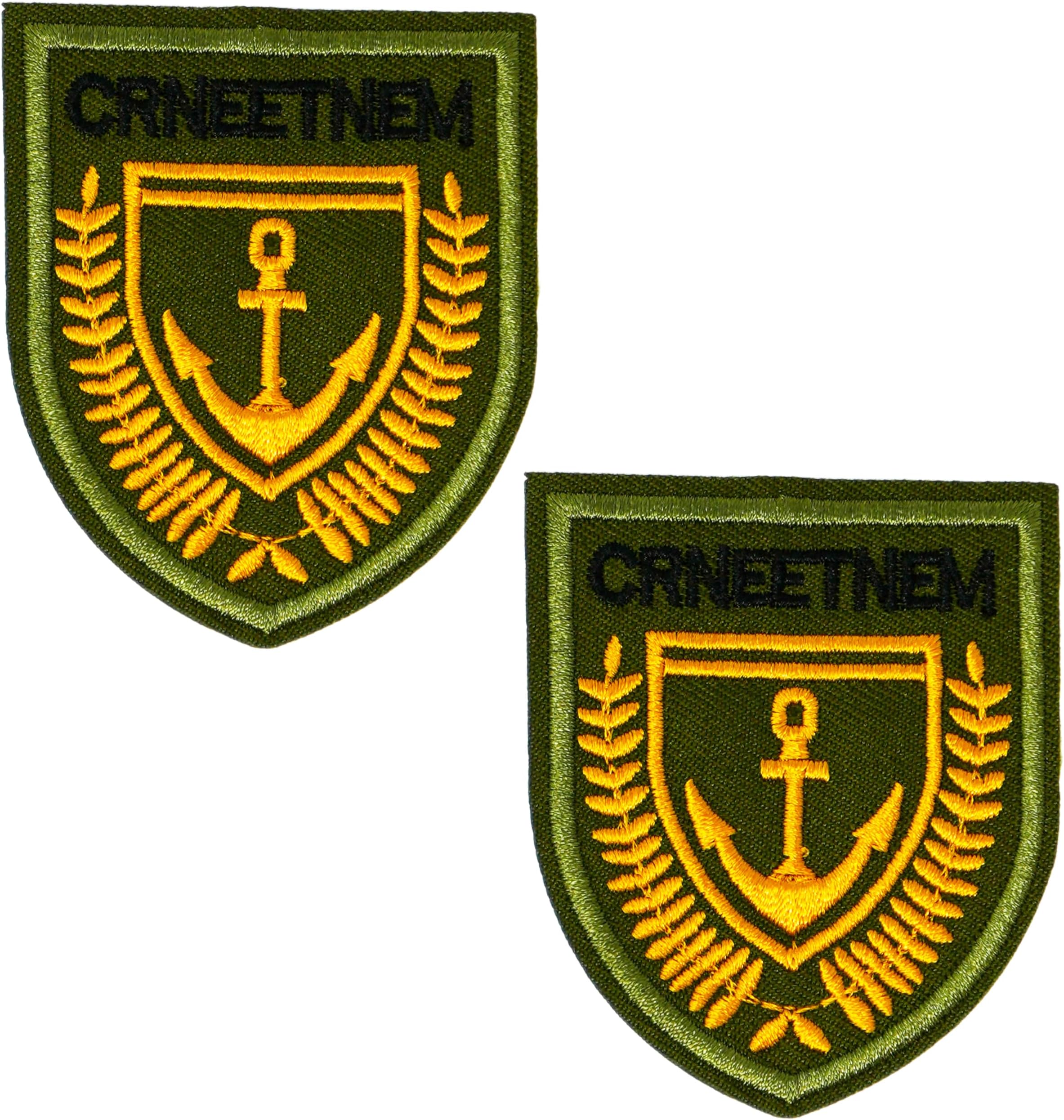 2 x Maritime Command Anchor Crest Patch – Military Oak Leaf Shield, Tactical Navy Emblem, Embroidered Iron-On Badge for Jackets, Vests, Bags & Costumes (6.5 x 5.5cm)