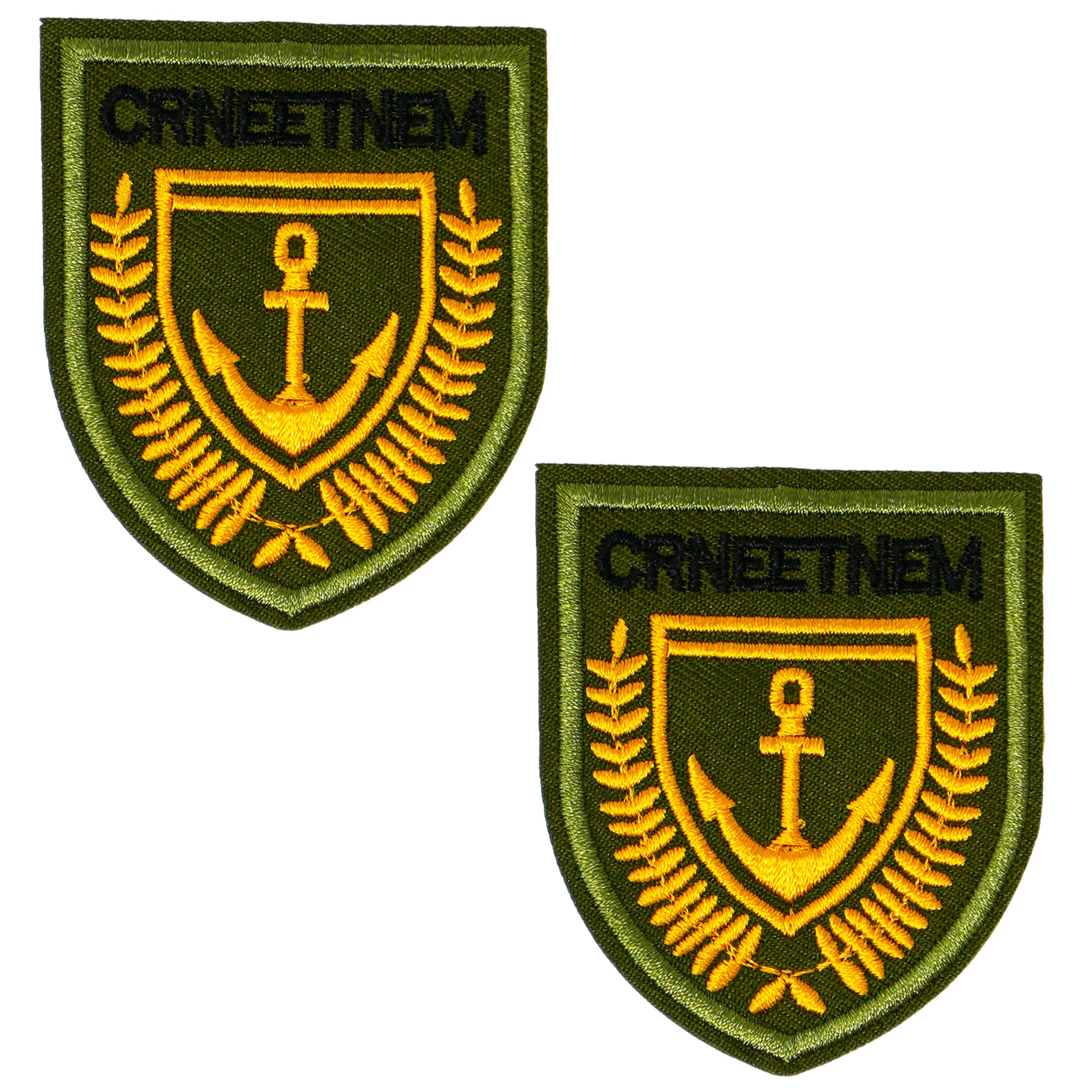 2 x Maritime Command Anchor Crest Patch – Military Oak Leaf Shield, Tactical Navy Emblem, Embroidered Iron-On Badge for Jackets, Vests, Bags & Costumes (6.5 x 5.5cm)