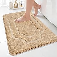 Vista 18 de BEQHAUSE Alfombras de baño, suaves y absorbentes, antideslizantes, lavables a máquina, alfombra de baño gruesa gris para baño, bañera y lavabo, 24 x