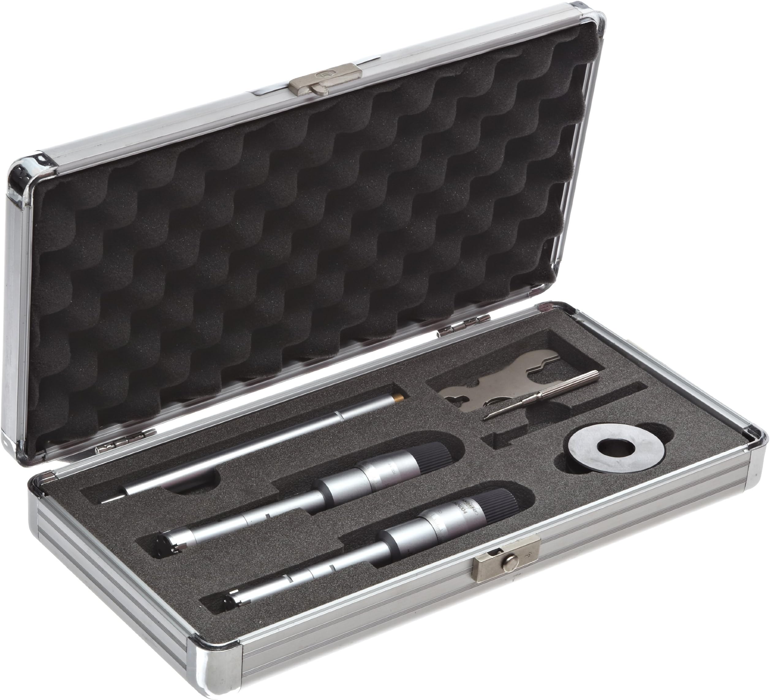 Standard Gage 00924021 Three-Point Vernier Inside Micrometer Set, 0.5-0.8" Range, 0.0002" Graduation, +/-0.00016" Accuracy, 0.65" Setting Rings (4 Piece Set)