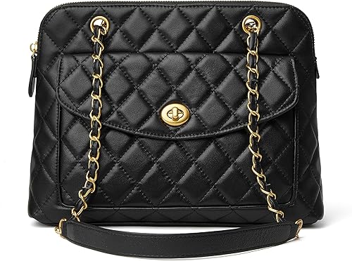 DORIS&JACKY Bolso de hombro acolchado de cuero para mujer, bolso de mano con correa de cadena larga de diseñador y bolsos de piel de cordero suave