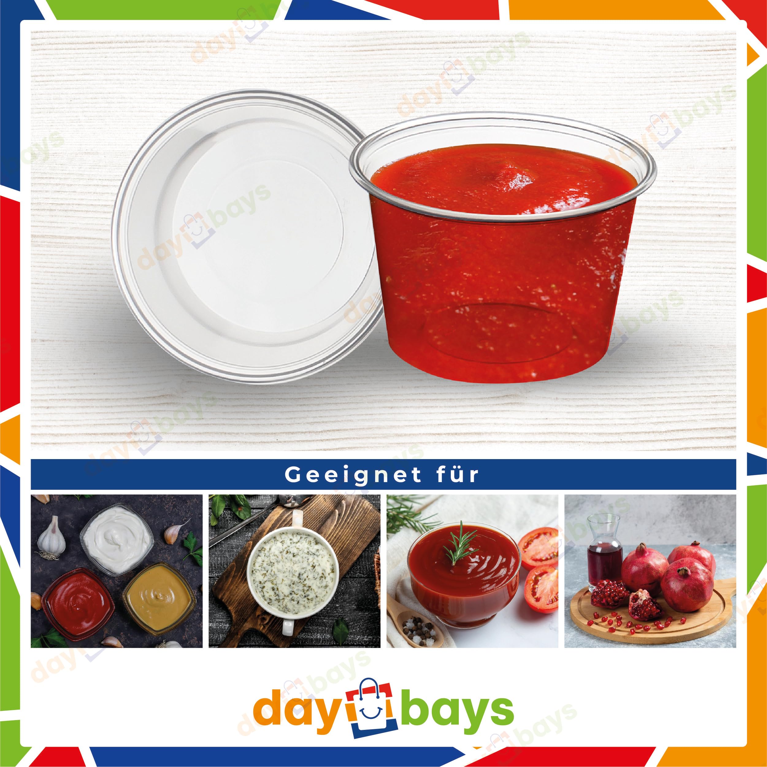 500 Stück Dressingbox (Saucecup) 80 ml Transparent mit Deckel aus Kunststoff Auslaufsicher BPA-frei für Dressings Saucen Dips