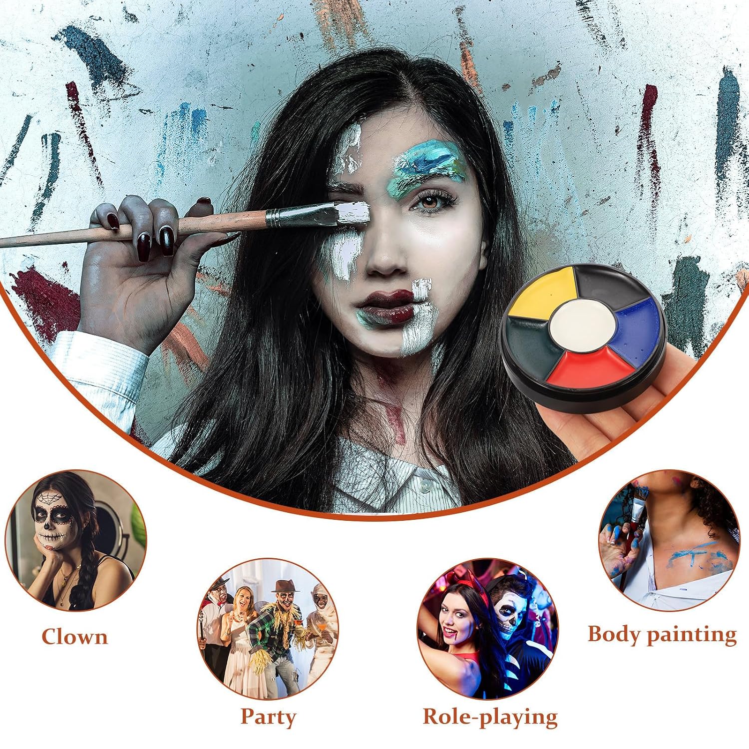 6 Color Water-based Pigment Face Paint, Easy to Clean and Not Easy to Leak, for Drama and Church Events, Body Paint for Face and Costume Makeup
