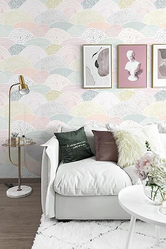 Miniatura 25 de Papel tapiz autoadhesivo removible para decoración de habitación, papel de contacto con puntos/líneas, 17.3 x 118 pulgadas, papel tapiz autoadhesivo