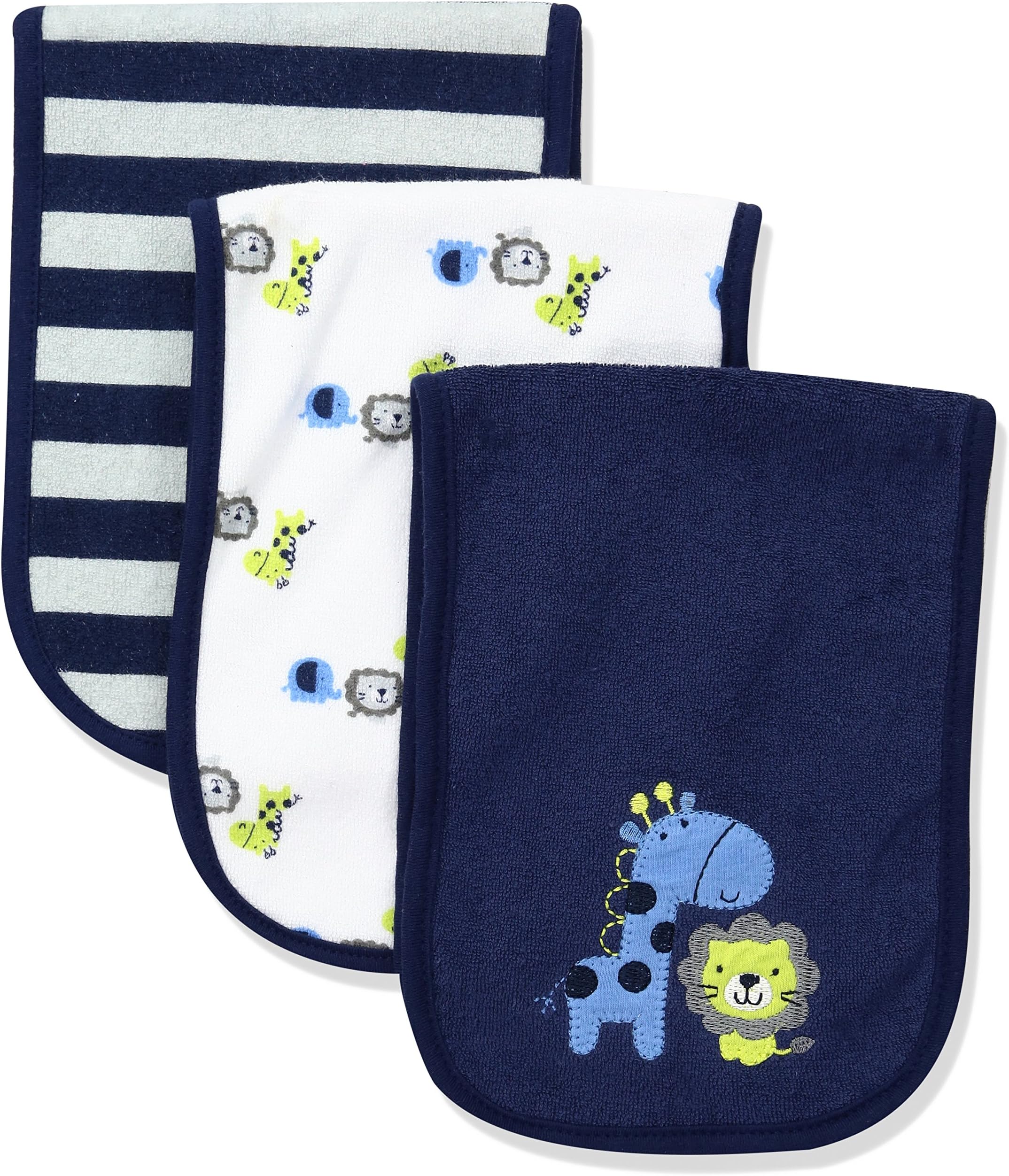Gerber Unisex-Baby 3-Pack Terry Burp Cloth, Safari, 18" x 6.25"