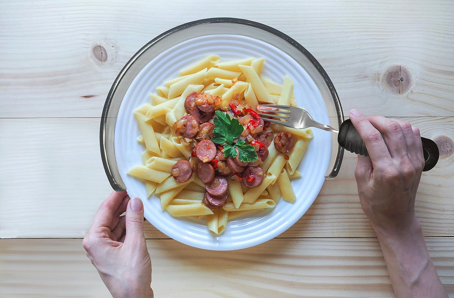 Rehabilitation Advantage Snap-on Food Guard for 8.5 – 9.5 Inch Plates, Smoked : Home & Kitchen