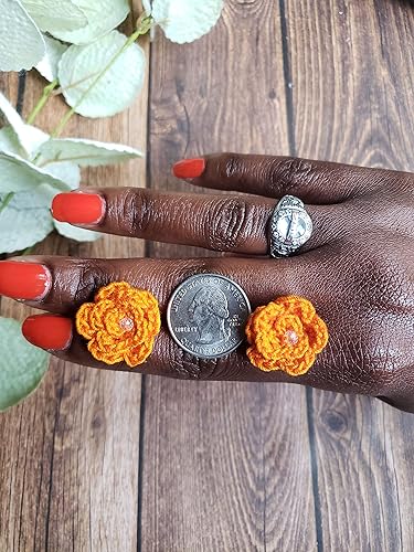 Miniatura 31 de Aretes de rosa para mujer, aretes de flor de moda con cristal de cuarzo transparente Blue