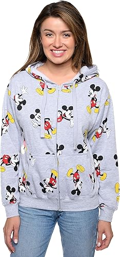 Disney Sudadera con capucha y cremallera para mujer con estampado de Mickey Mouse