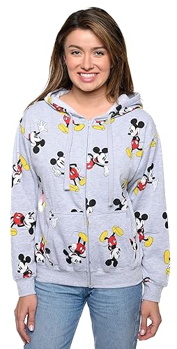 Disney Womens Hoodie Mickey Mouse All Over Print Zip Up