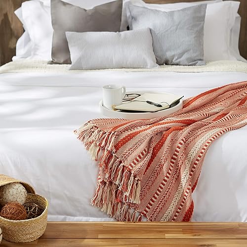 Vista 30 de DII - Manta trenzada a rayas, 50x60, piedra