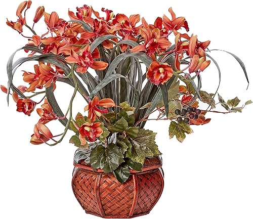 Miniatura 4 de Cymbidium con jarrón decorativo, arreglo de seda