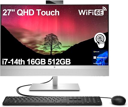 HP EliteOne 870 G9 All-in-One AIO Business Desktop Computer 27" 2K Touchscreen, Intel 20-Core i7-14700, 16GB DDR5, 512GB SSD Wi-Fi 6E, BO Audio, 5MP Webcam, KB&Mouse, Wolf Security, Win 11 Pro