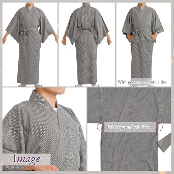 [Edoen] Japan YUKATA Kimono quilted Sashiko Men's