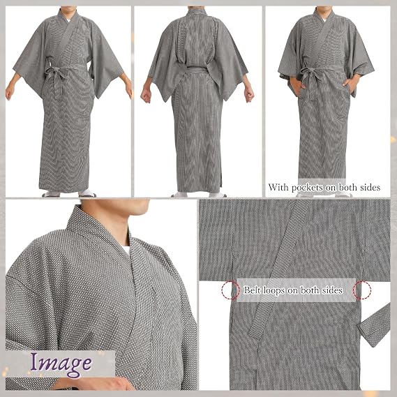 [Edoen] Japan YUKATA Kimono quilted Sashiko Men's