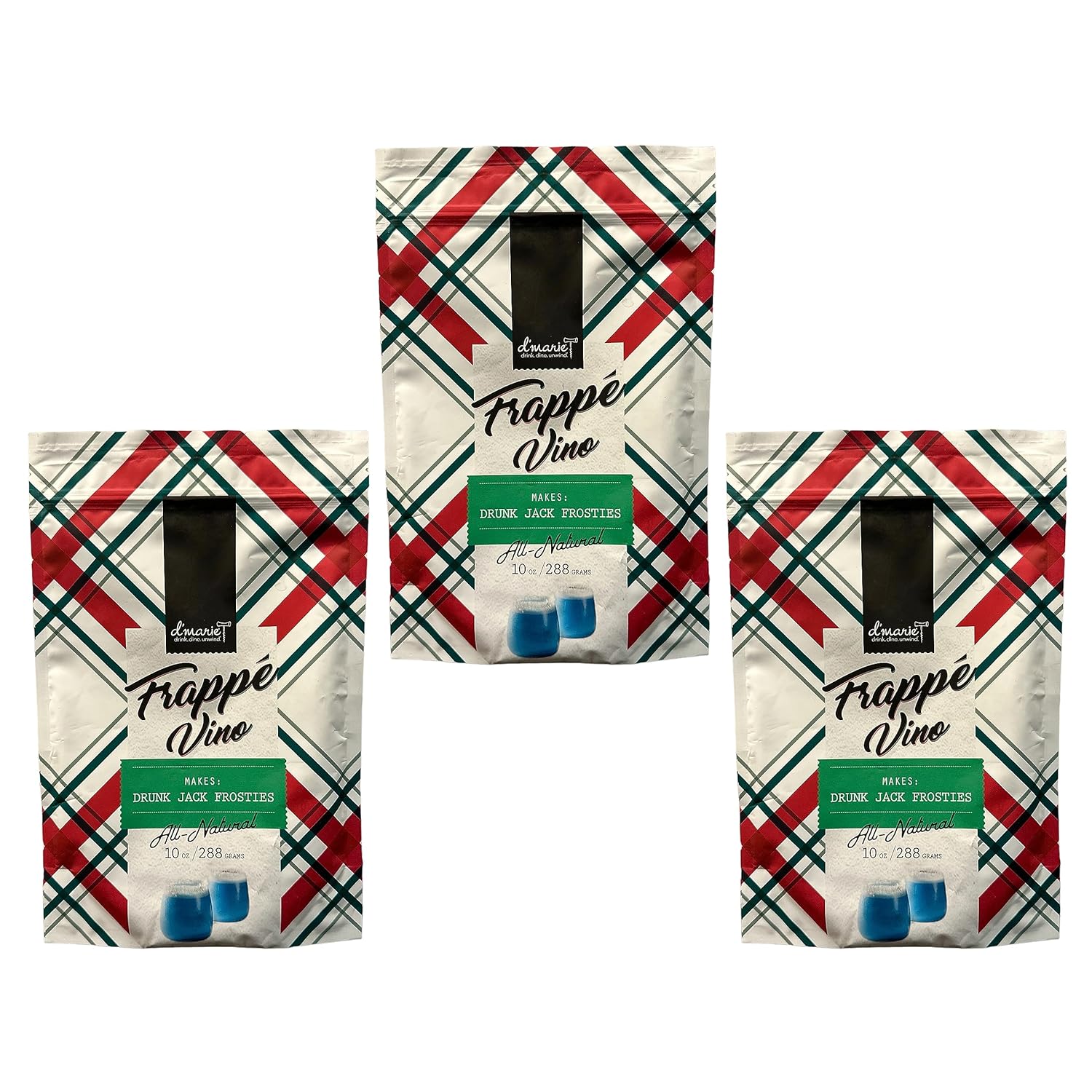 Frozen Holiday Cocktail Drink Mix - Each Bag Makes 8 Slushies - Drink Powder Pouches for Alcohol - All Natural Low Sugar Mixer, No Blender Needed - Drunk Jack Frostie, 3 Pack