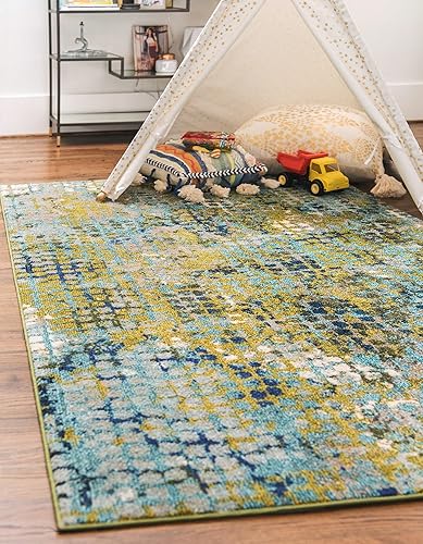 Miniatura 2 de Tapete Unique Loom colección Jardin para múltiples áreas, abstracta, vibrante, Polipropileno, Azul-verde