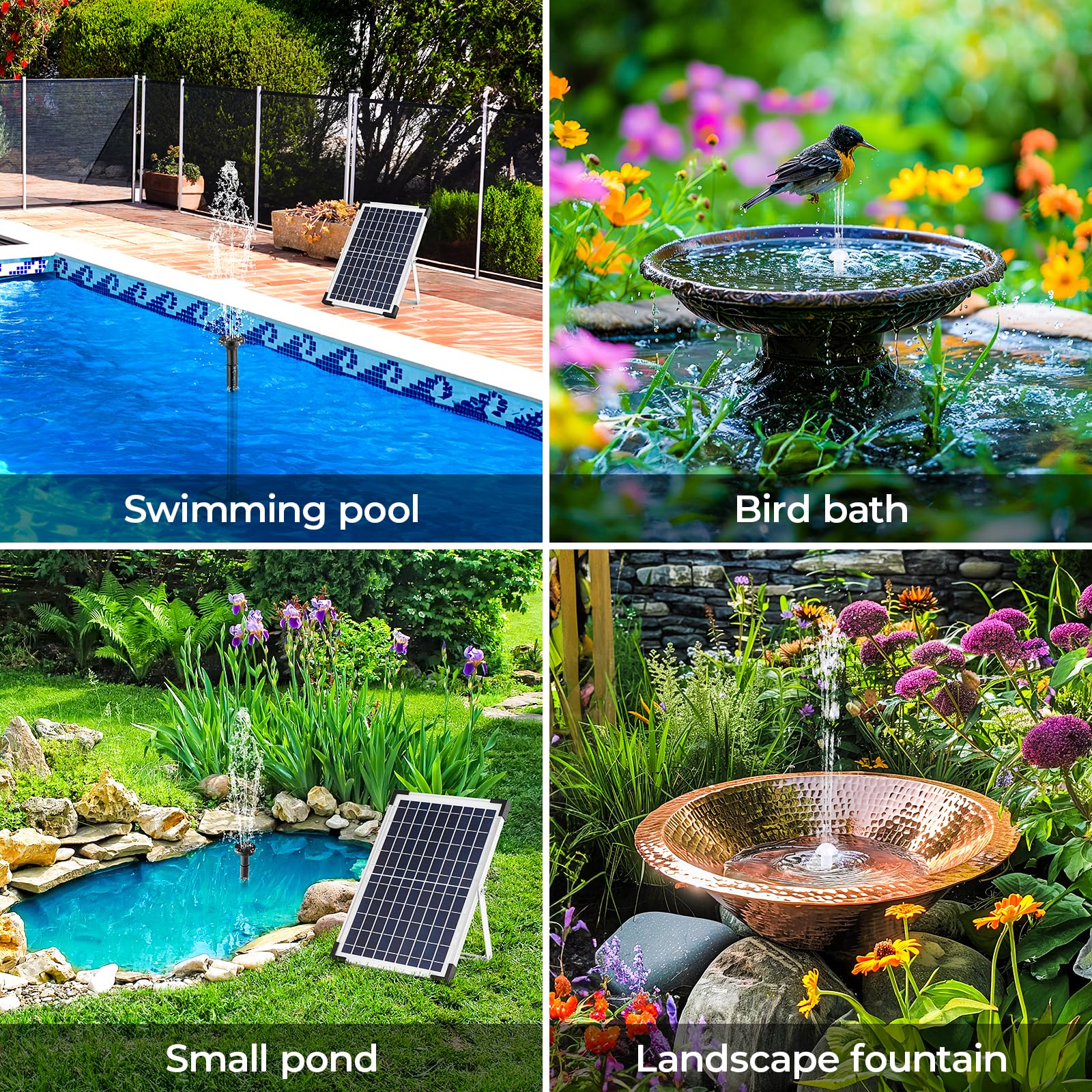 Everfarel 5W Solar Vijverpomp Met Zonnerpaneel Waterpomp Solar Drijvende Fonteinpomp Voor Tuin Vogelbad Vijver 1500 1000 800 3000 L H 500l H
