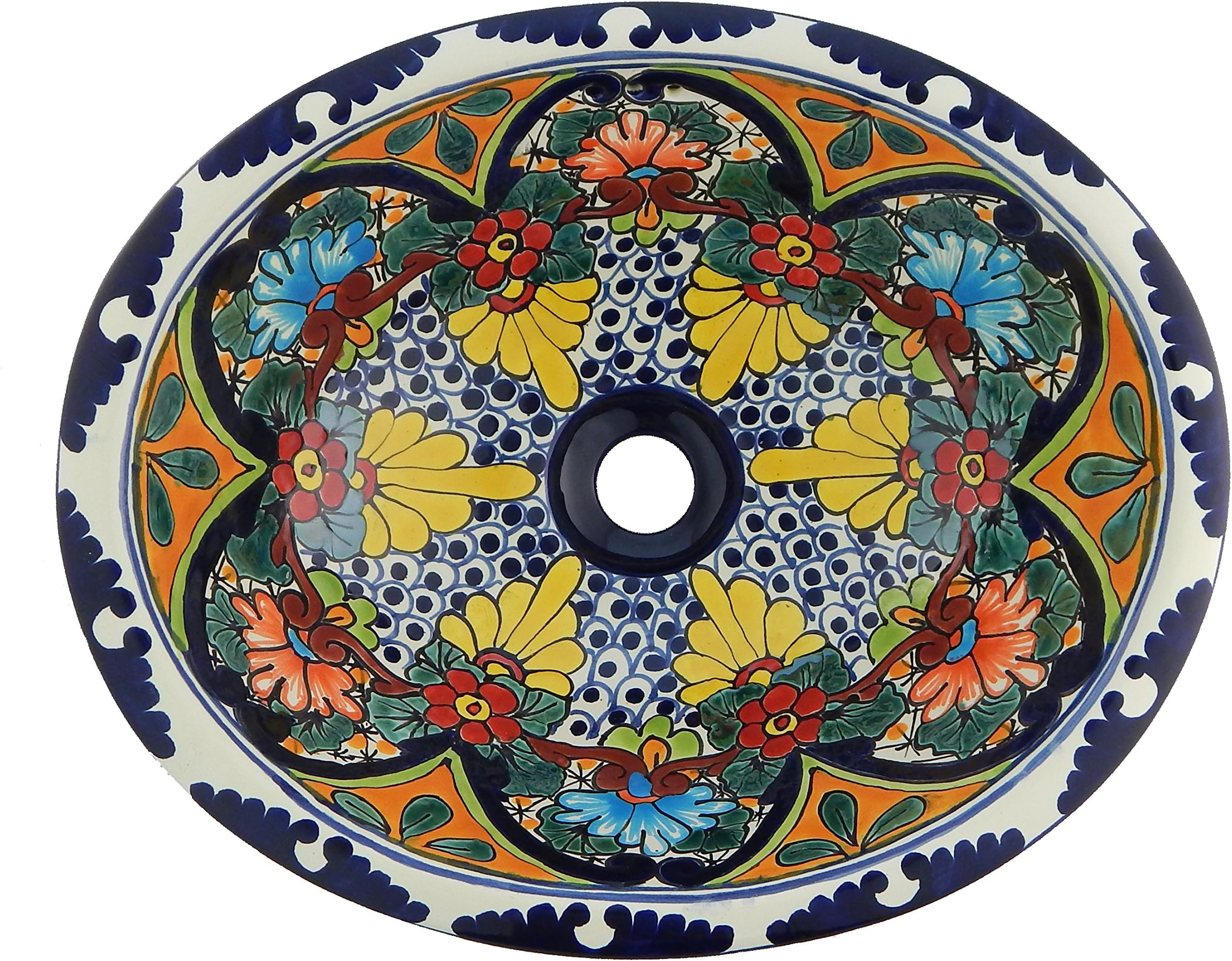 Talavera Mexican Handmade Ceramic Hand Painted Bathroom Sink