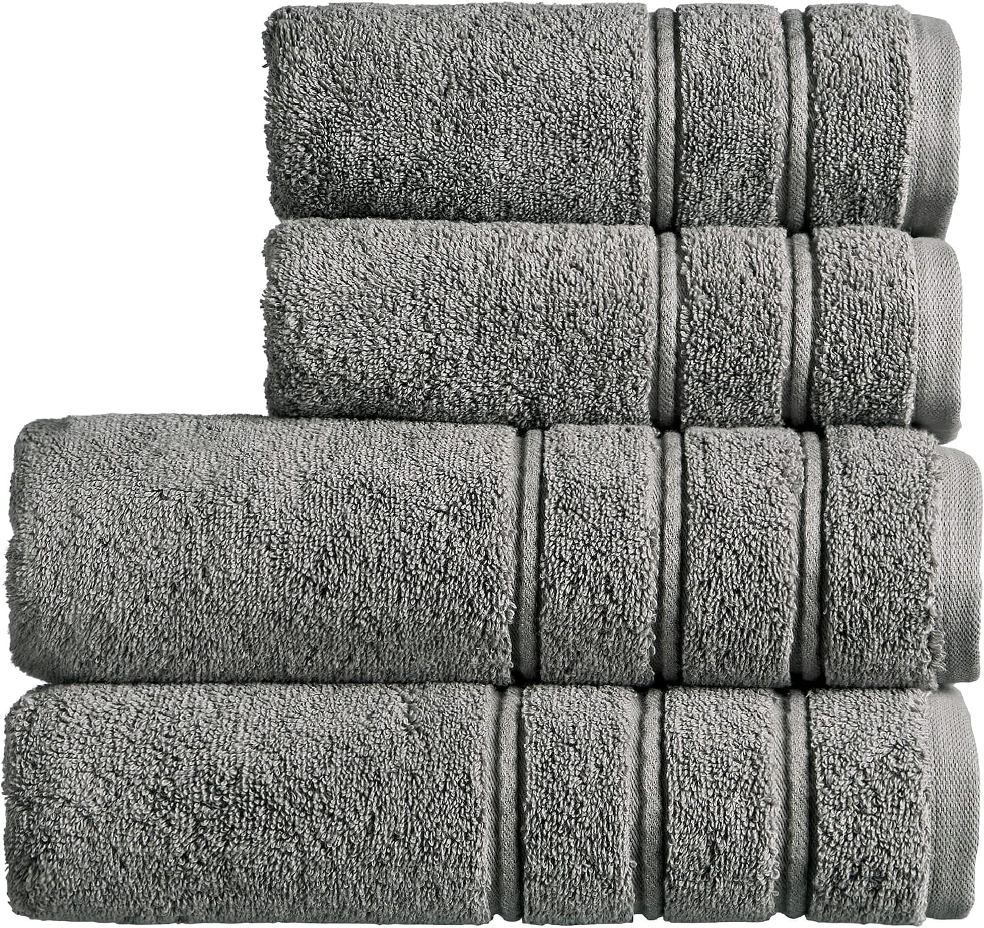 Christy Antalya Large Bath Towels | Set of 4 | 100% Turkish Cotton | 600GSM | Soft Plush Luxury Towel Set | 2 Bath Towels 2 Hand Towels | Quick Dry | Storm Grey