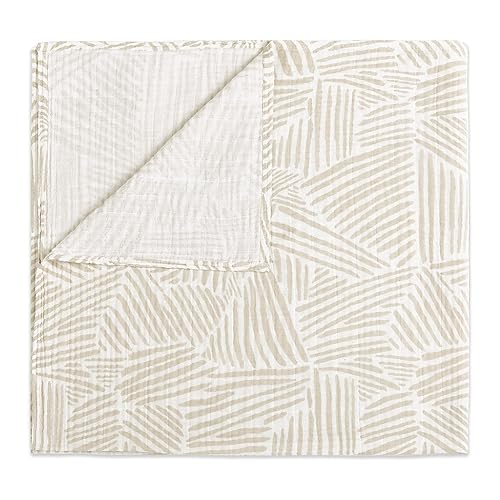 Babyletto Manta de algodón 100% orgánico, certificado GOTS, muselina ultrasuave y transpirable, rayas de avena