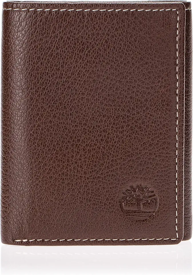 Carteira masculina Timberland de couro dobrável com porta-documento, Brown (Blix), tamanho único
