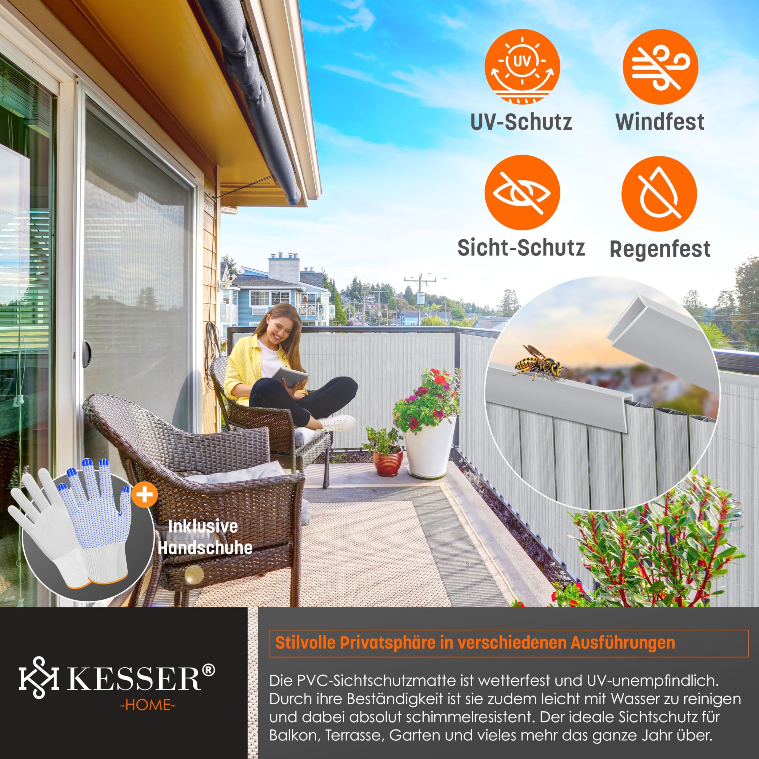 Brise-vue En PVC Vert - 200 X 1000 Cm - Lamelles Renforcées Pour Balcon, Terrasse, Jardin