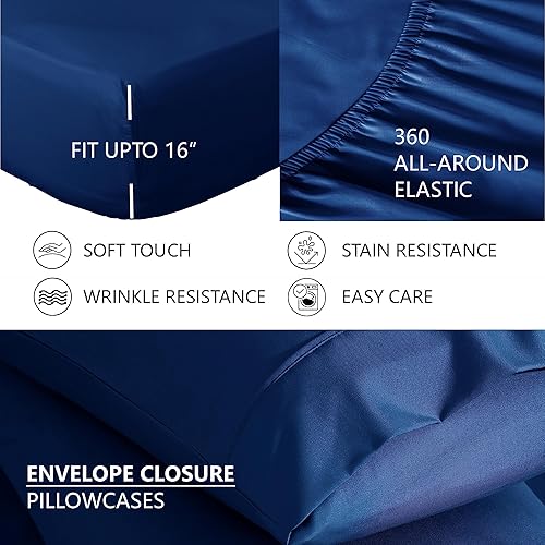 Miniatura 4 de American Home Collection Juego de sábanas de 3 piezas tamaño individual, microfibra extrasuave, transpirable, resistente a las arrugas y a la