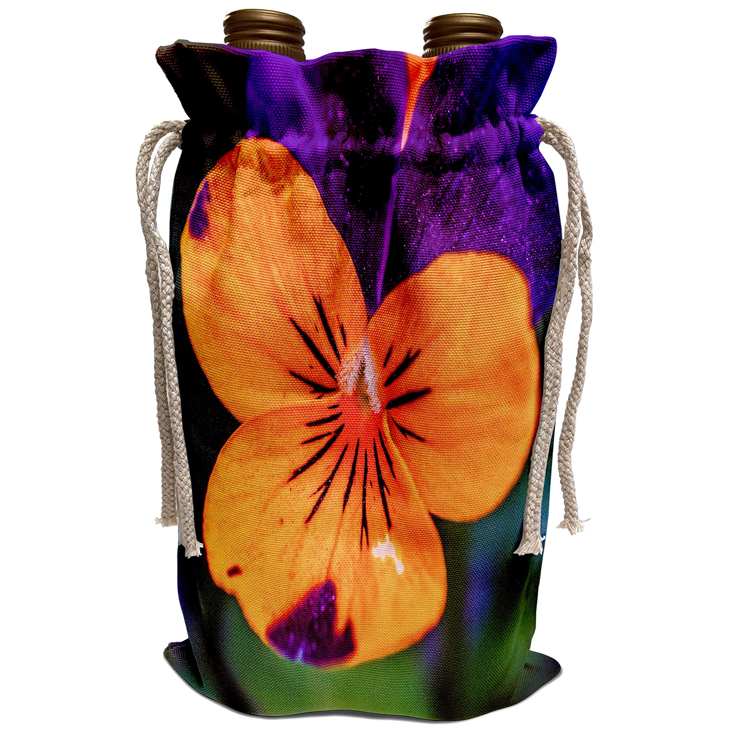 3dRose Alexis Photography - Flowers Pansy - Pansy viola tricolor flower of vibrant orange and violet colors - Wine Bag (wbg_311694_1)