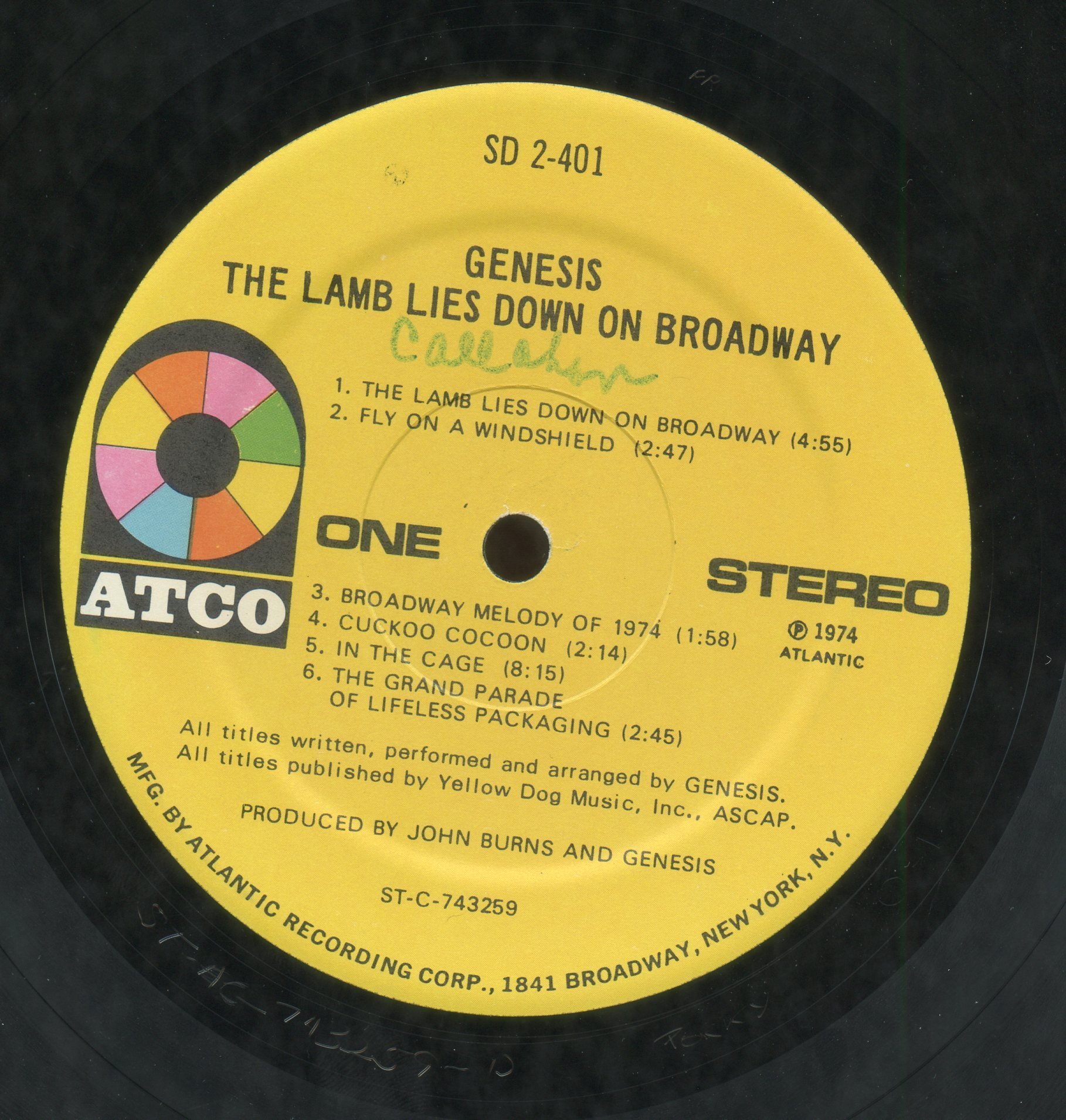 Genesis - The Lamb Lies Down On Broadway - ATCO Records - 2 SDS-401, ATCO Records - 2SDS-401