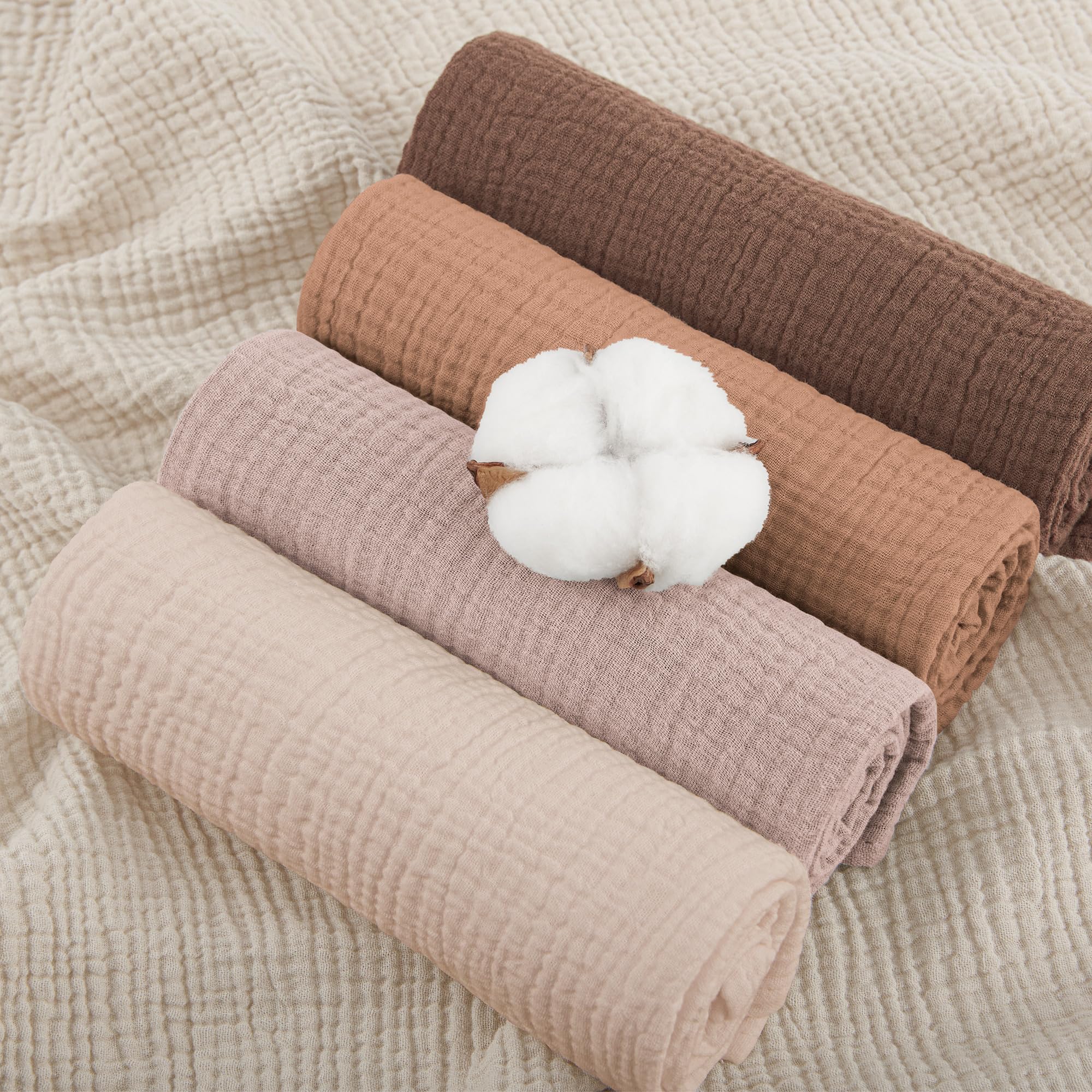 Susurration Bambino in Mussola Per Neonati, 5 Pezzi, Set 60x60CM, Super Morbido Assorbente in Mussola A Grana Per Neonati, Unisex, Per Bambine E Ragazzi (marrone)