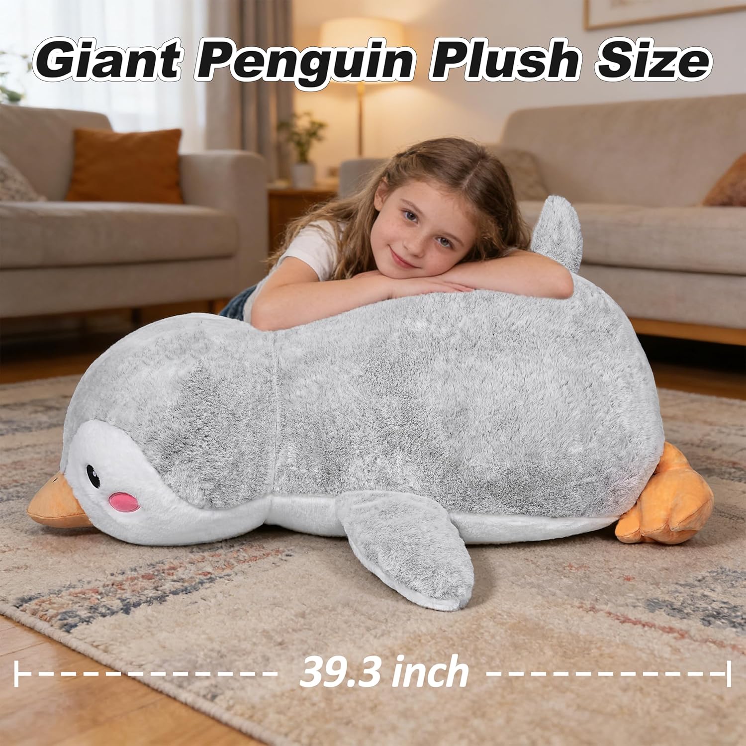 Giant Penguin Stuffed Animal, 35 inch Big Penguin Stuffed Animal, Large Cute Penguin Plush for Kids Boys Girls Birthday Gifts (Penguin)