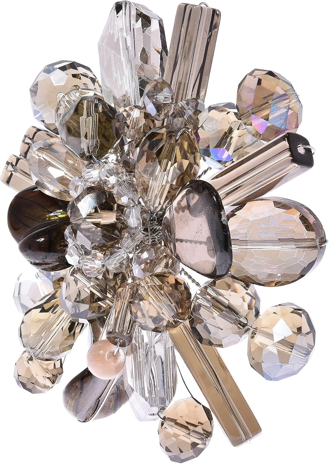 AeraVida Smokey Blossoming Lotus Colored Glass Floral Pin or Brooch | Handmade Crystal Glass Fashion Brooch for Women | Brooch for Women | Bride Bridesmaid Wedding Brooch or Pin image 2