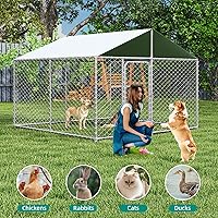 Vista 7 de Perrera resistente para perros de 7.8 x 7.8 pies con techo impermeable y resistente a los rayos UV, mecanismo de bloqueo seguro, caja de metal