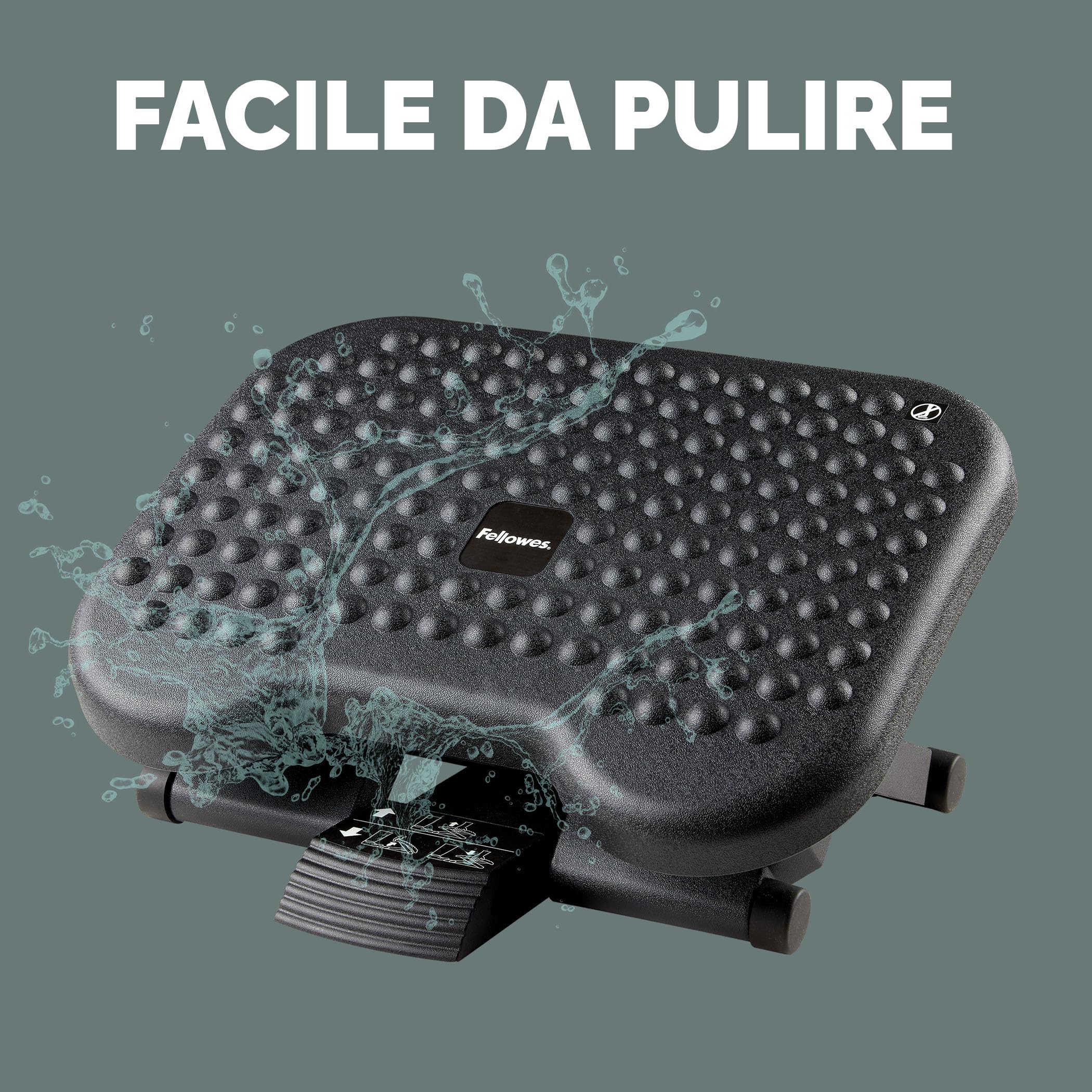 Fellowes Everyday Plus Poggiapiedi ergonomico con base antiscivolo - Poggiapiedi da scrivania - Sgabello poggiapiedi per ufficio e casa - Nero