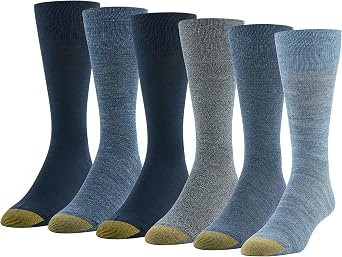 GOLDTOE Mens Cambridge Crew Socks, 6-Pairs