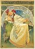 Made in Japan】 Poster Alphonse Mucha “Princess Hyacinth 1911”16.5inch×11.7inchA3<fine Art Paper Print>Print on a Thick Sheet of Paper Painting Wall Art