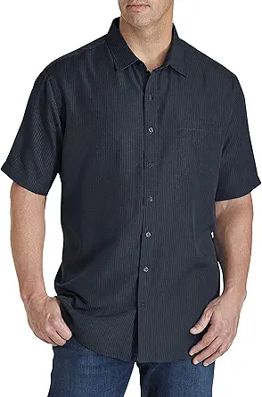 Harbor Bay by DXL Men's Big and Tall Microfiber Comfort Grid Sport Shirt