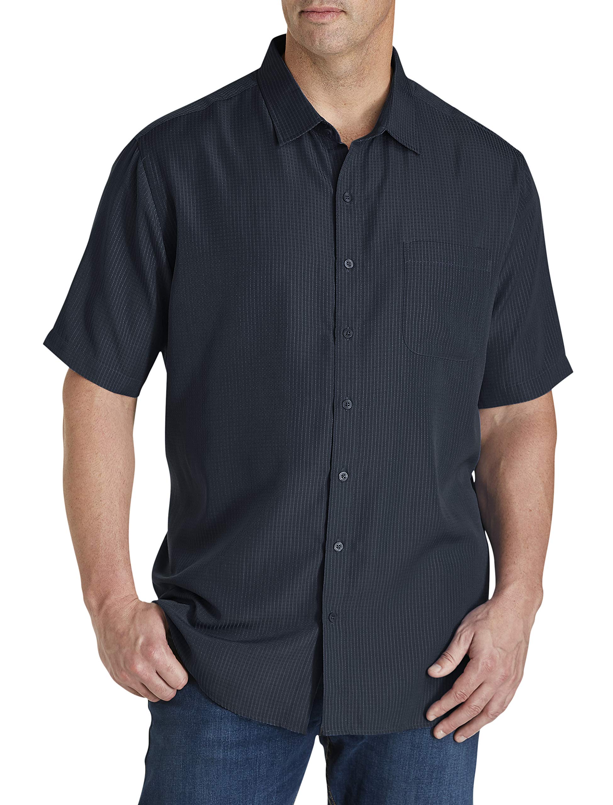 Harbor Bay by DXL Men's Big and Tall Microfiber Comfort Grid Sport Shirt
