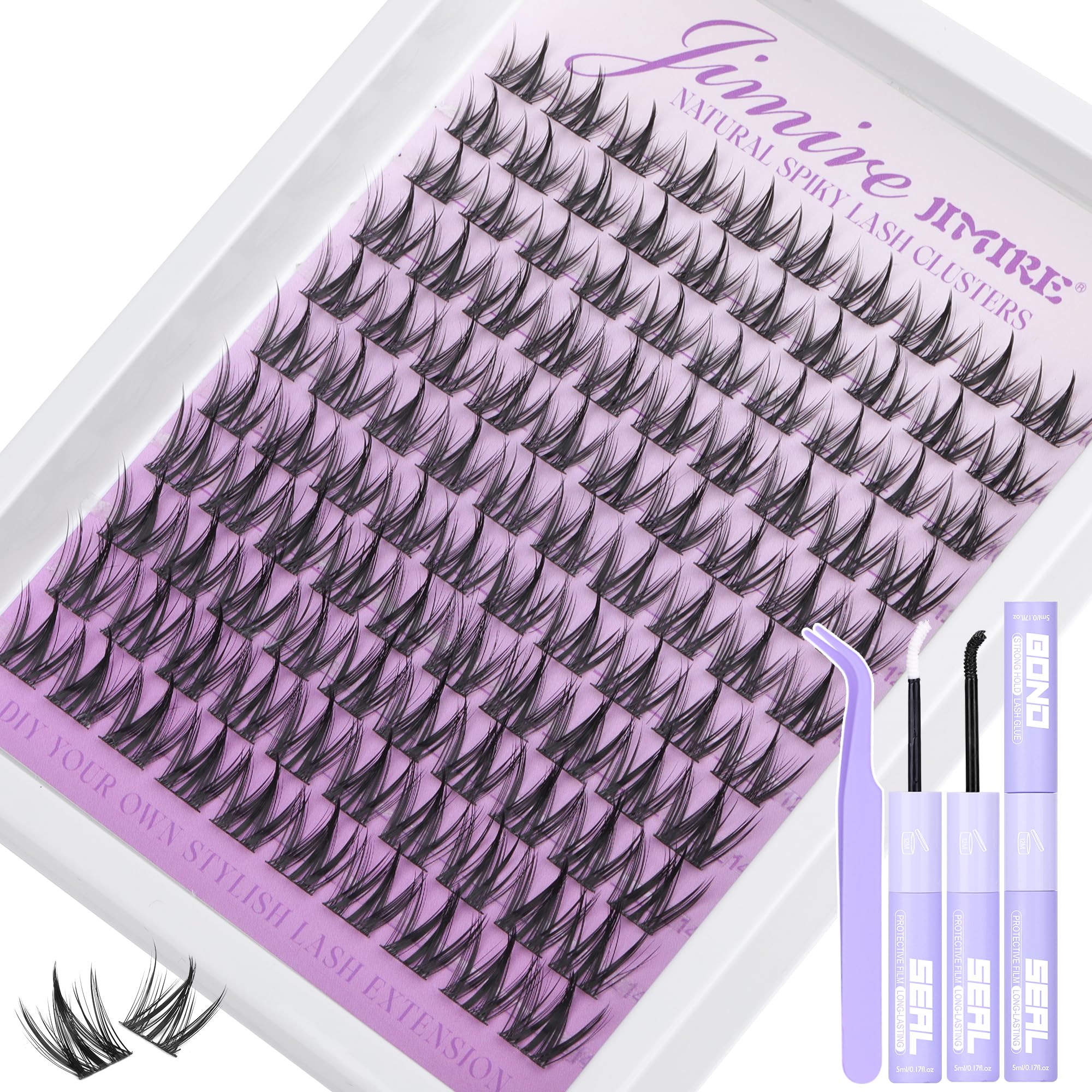 JIMIRE Manga Lash Clusters Kit Wispy Eyelash Clusters Kit Natural Look 10-14MM Fairy Cluster Eyelash Extensions with Spiky 110Pcs Manga Lash Extension
