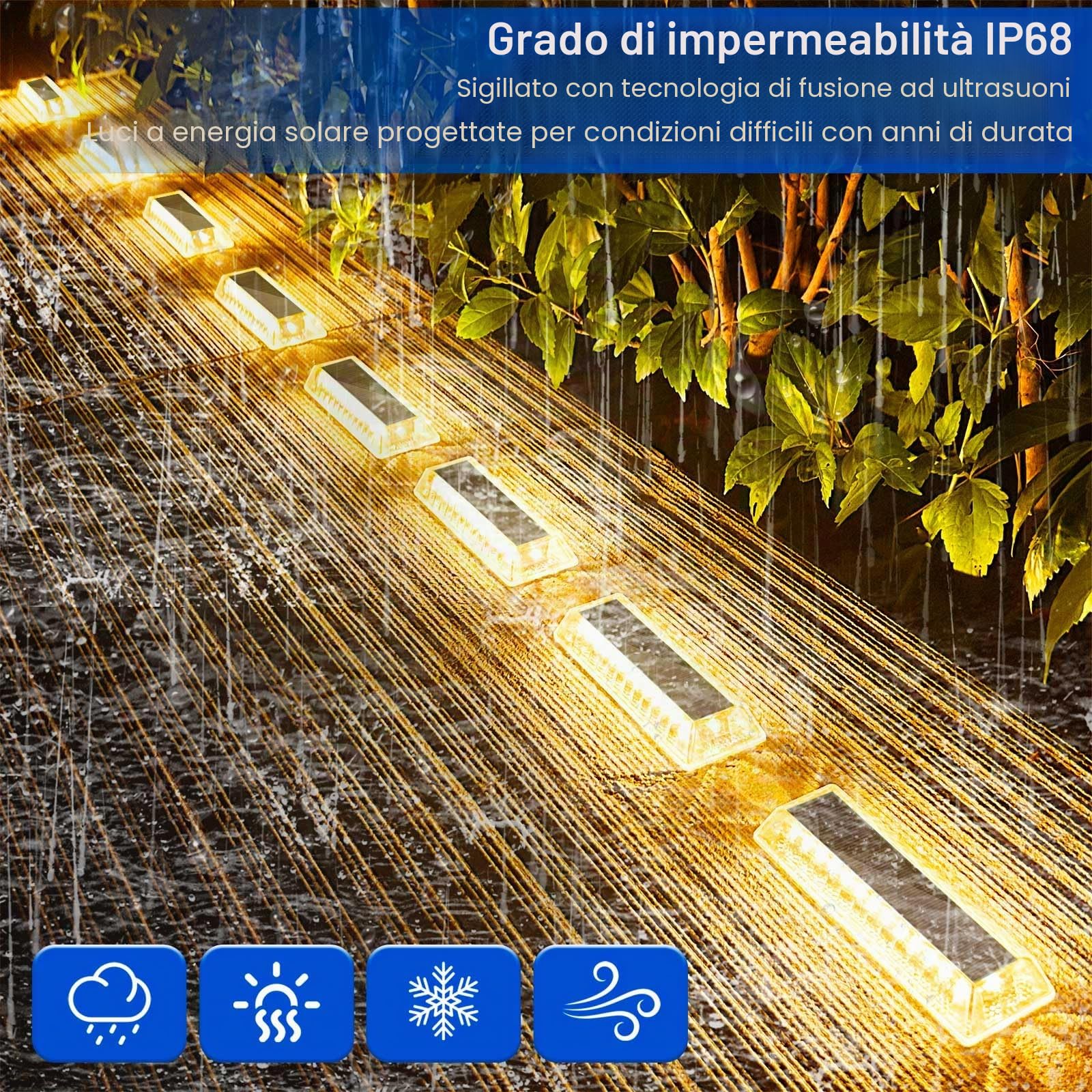 Lacasa Luci Solari da Giardino, 8 Pezzi Luce Solare LED Esterno 50LM Lampade Solari da Giardino, Luci per Sentieri IP68 Impermeabile Lampada Solare per Passo Vialetto Scale Terra, Bianco Caldo 2700K