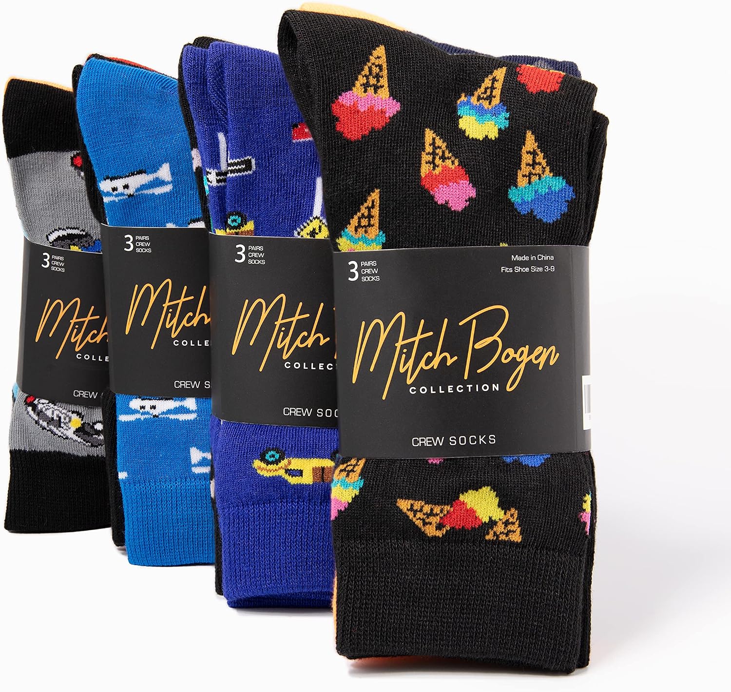 Boy's Novelty Crew Dress Fun Design Socks 12 Pairs Assorted Sports Shape Pattern
