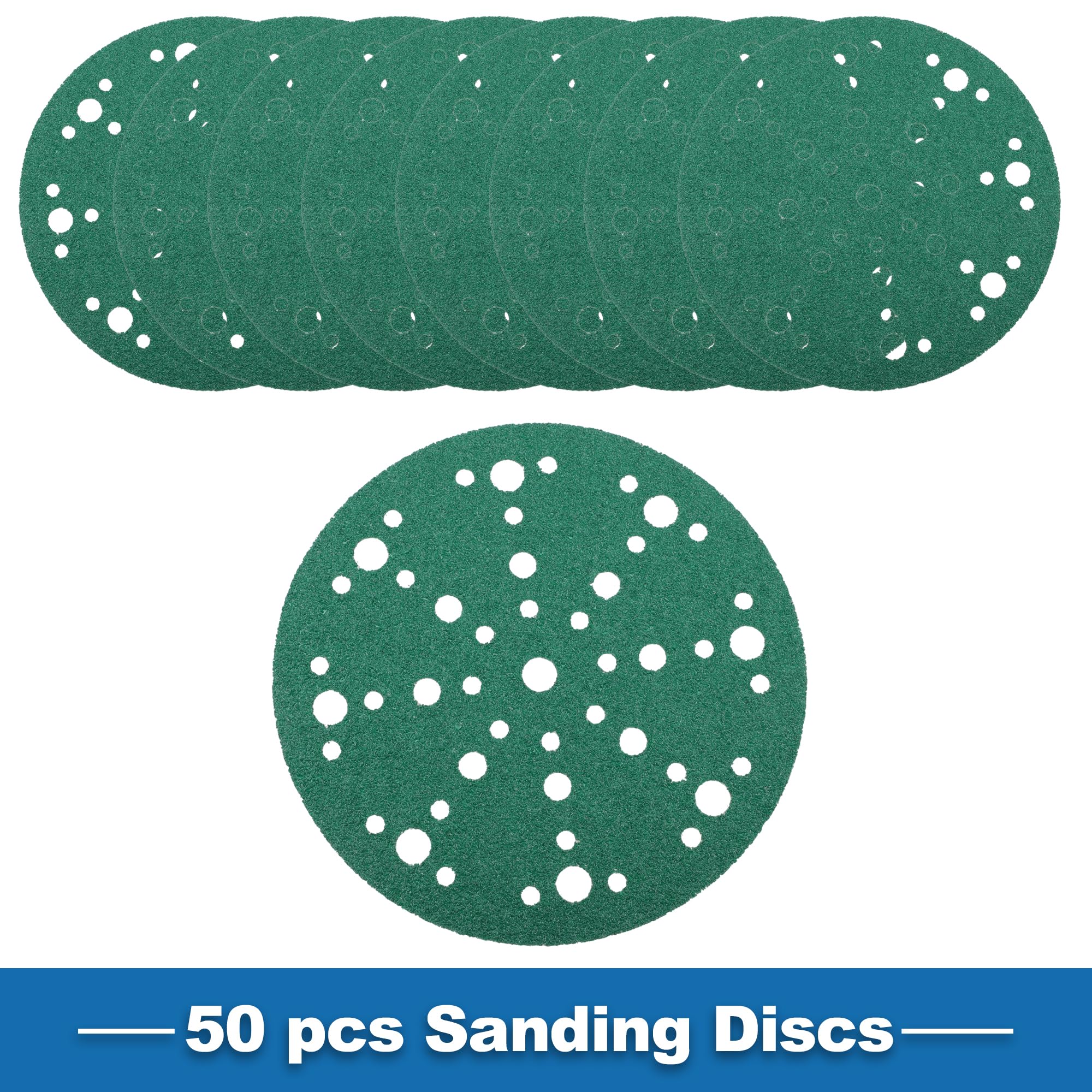 A ABSOPRO Sanding Discs 6 Inch 49 Hole 40 Grit Round Hook and Loop Sandpaper Aluminum Oxide Green 50pcs, 6" - Image 3
