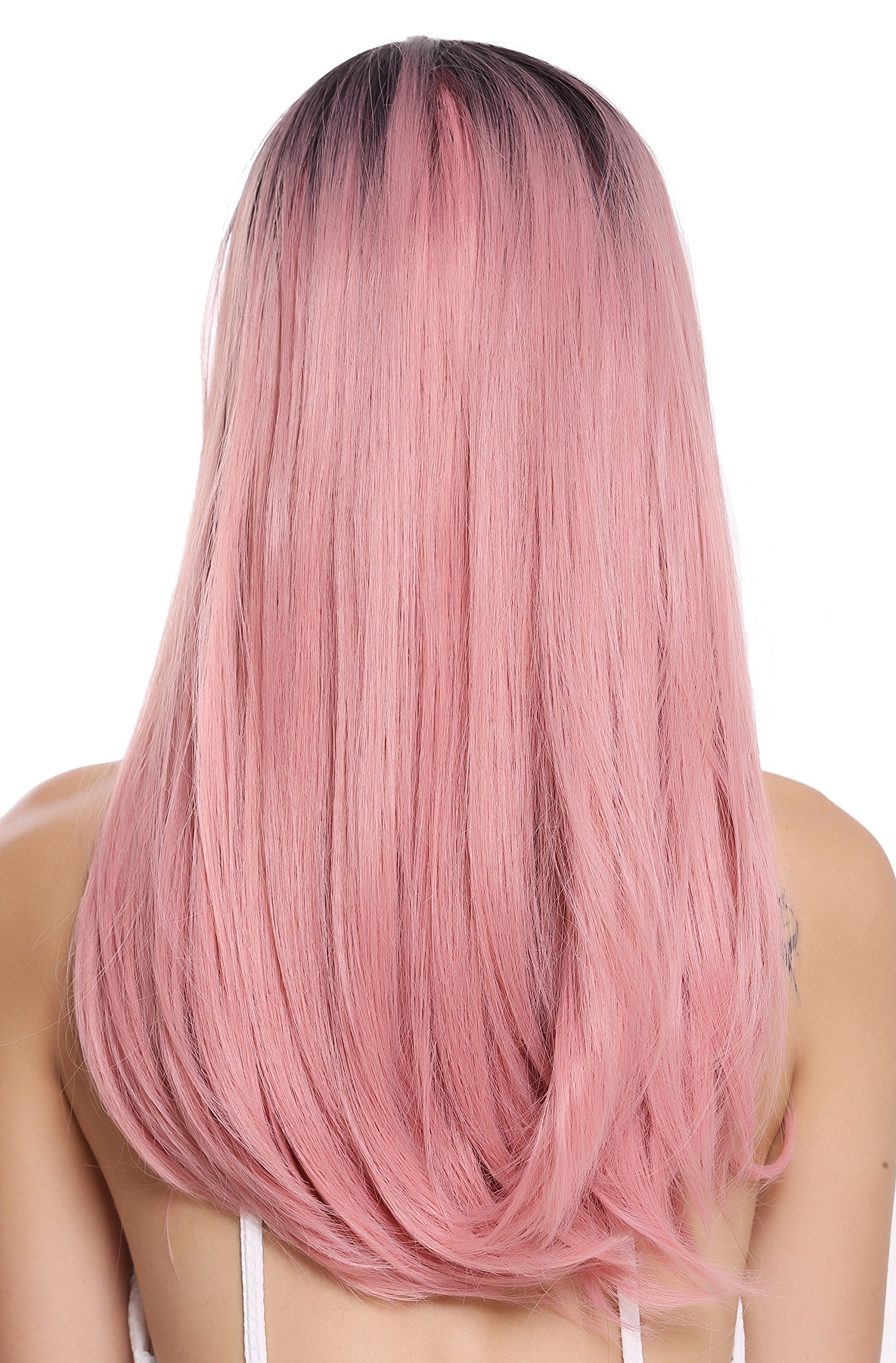 WIG ME UP, ZM-1791-T2312R1B Lady Quality Wig Long Straight Middle-Parting Ombre Black Pink, Black pink (T2312R1B) - Image 4