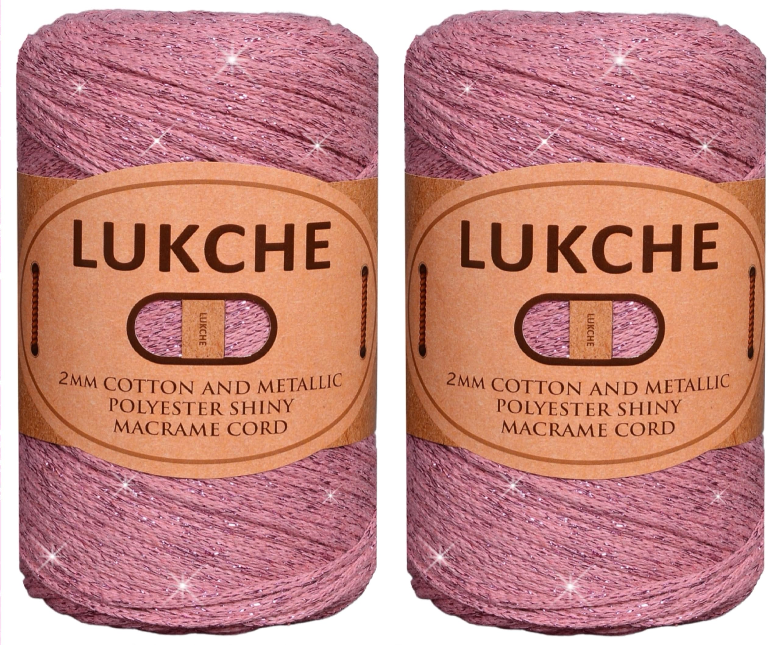 Cordon macramé brillant 2mm rose en lot de 2 écheveaux de coton et polyester pour suspension
