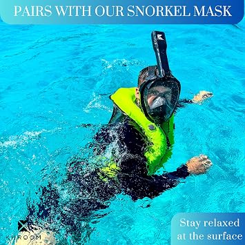 Khroom Inflatable Snorkel Vest for Adults | Snorkeling Vest for 6075 Height | Fits Chest 3247 in (81120 cm) | V2 2026 Model with Flat Snag-Free Valve & Dual Chambers | for Snorkeling & SUP