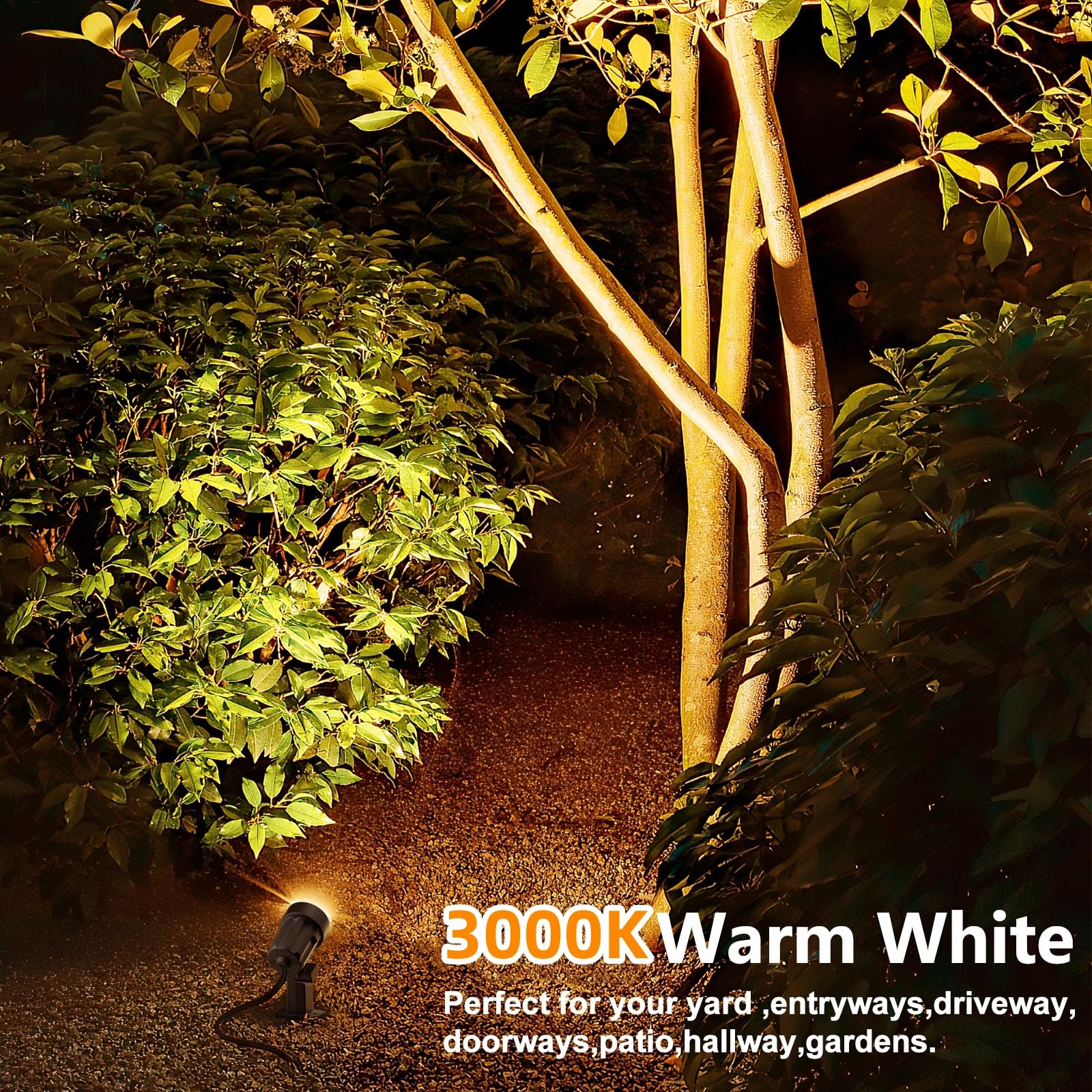 MEIKEE Faretti Solari Esterno, 6 in 1 Faretto Solare LED da Esterno Impermeabili IP66, 6W 6000mAh Luci Solari Blanco Cálido 3000K 3 Luminosità 3 Modalità per Patio Prato Giardino