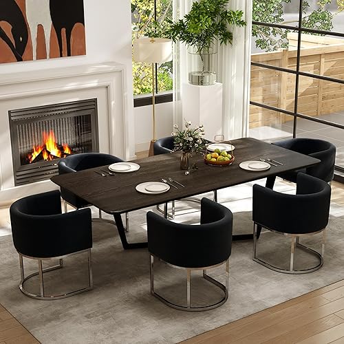 Miniatura 39 de Silla de comedor tapizada, moderna silla lateral de barril, sillas de comedor tapizadas, cómoda silla auxiliar de cocina para sala de estar, color