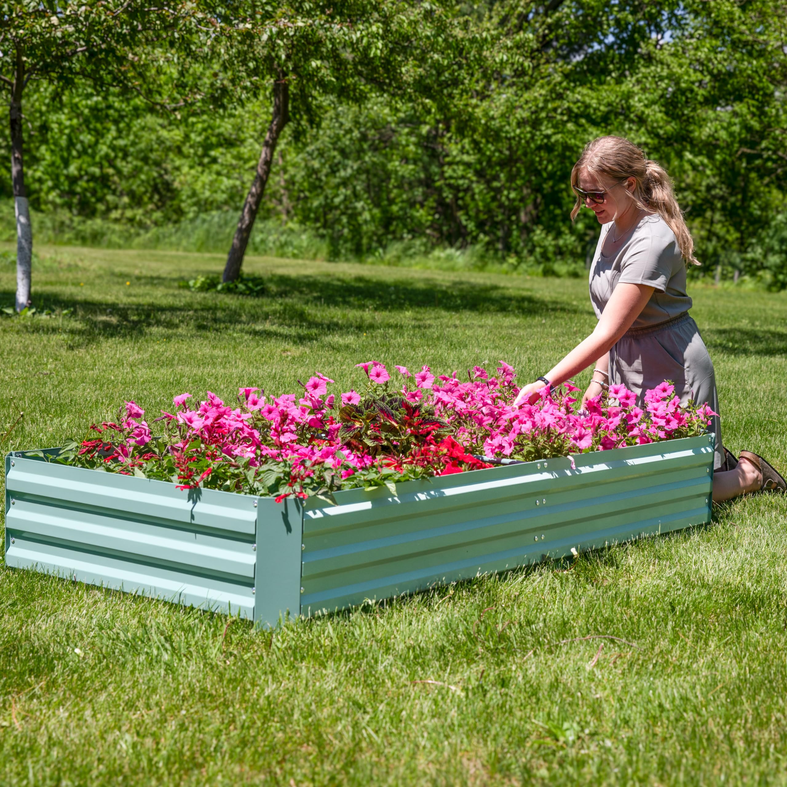 Amazon.com: Sunnydaze Galvanized Steel Rectangular Raised Garden