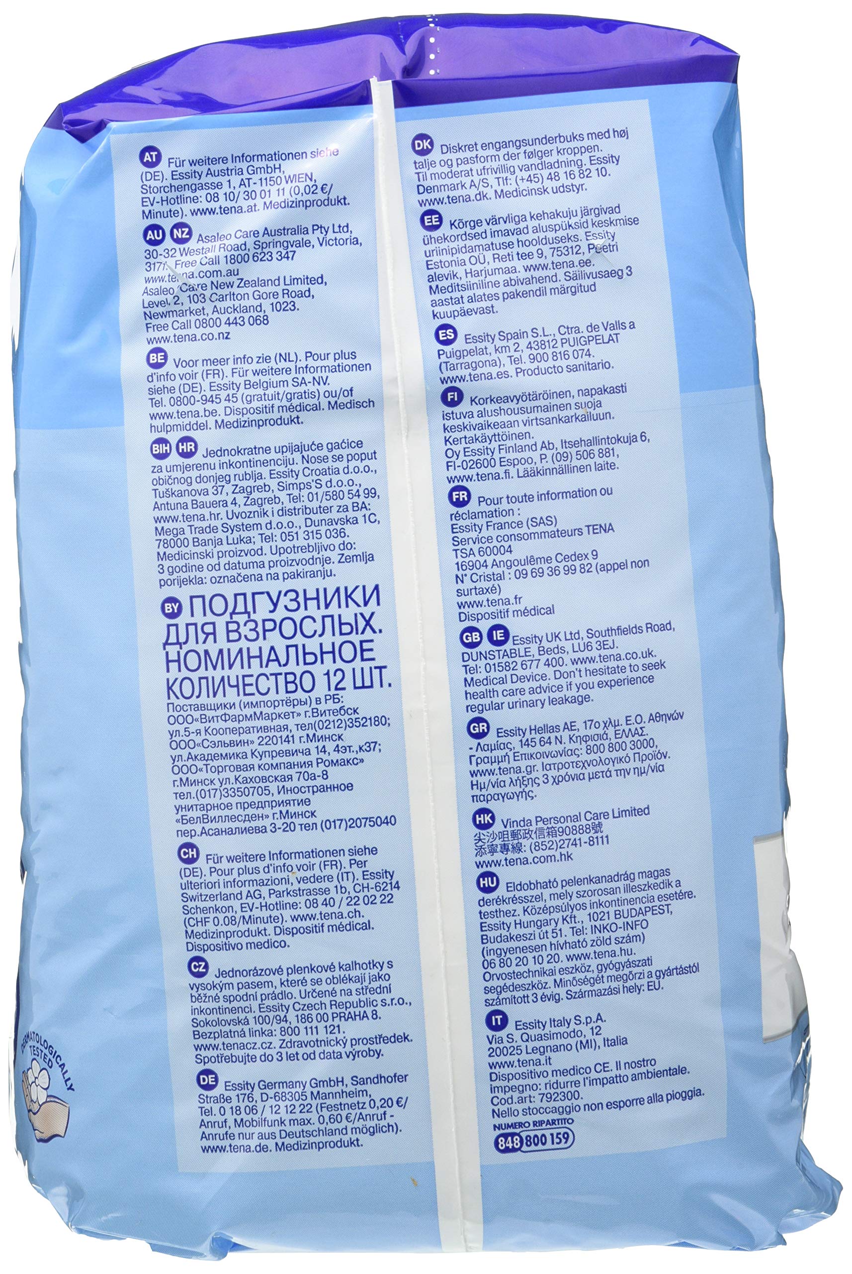 Zestaw 4 spodenek Tena Discreet Medium X 12 75/100 dla dorosłych, absorbuje higienę Intima Femine
